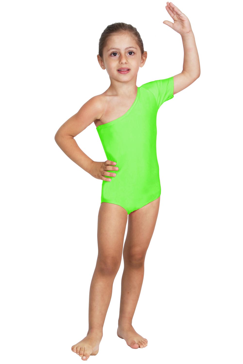 BODY DANZA LYCRA MONOSPALLA MEZZA MANICA VERDE BABY